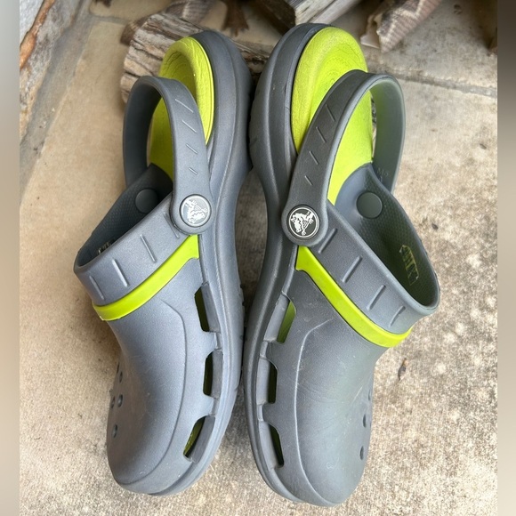 CROCS Modi Sport slip on clogs Gray & Green ventilated comfort shoes Sz-M5 W7. Q - Picture 3 of 10